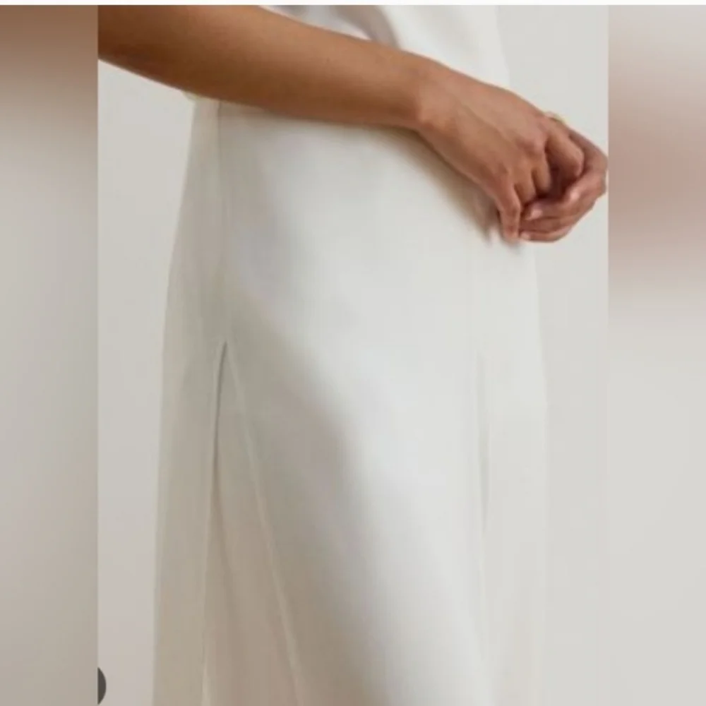 NWT Wide-Leg High Waisted Chiffon Trim White Pants Womens